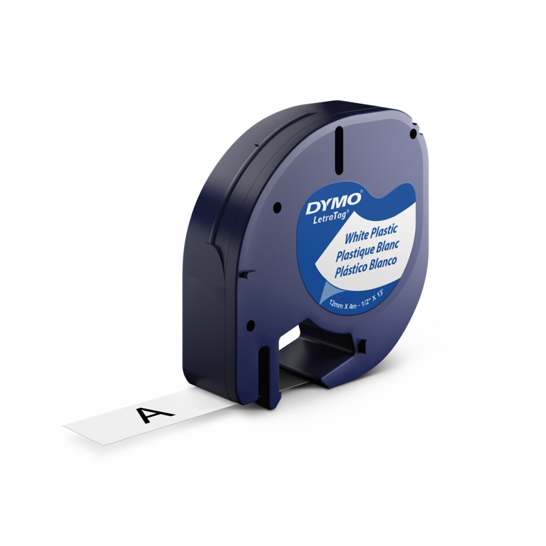 CINTA DYMO NEGRO SOBRE BLANCO 12MM X 4M ETIQUETA PLASTICA LETRATAG 1