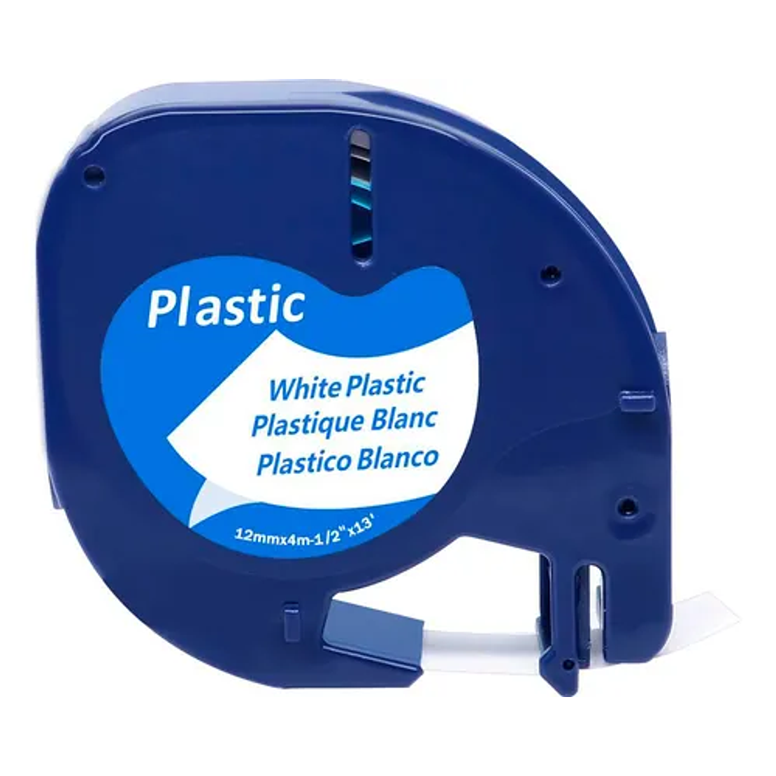 CINTA ALTERNATIVA DYMO NEGRO SOBRE BLANCO 12MM X 4M ETIQUETA PLASTICA LETRATAG 1