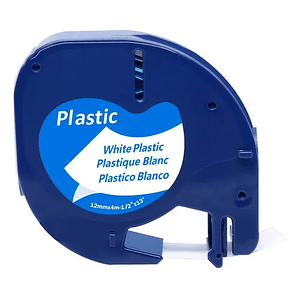 CINTA ALTERNATIVA DYMO NEGRO SOBRE BLANCO 12MM X 4M ETIQUETA PLASTICA LETRATAG