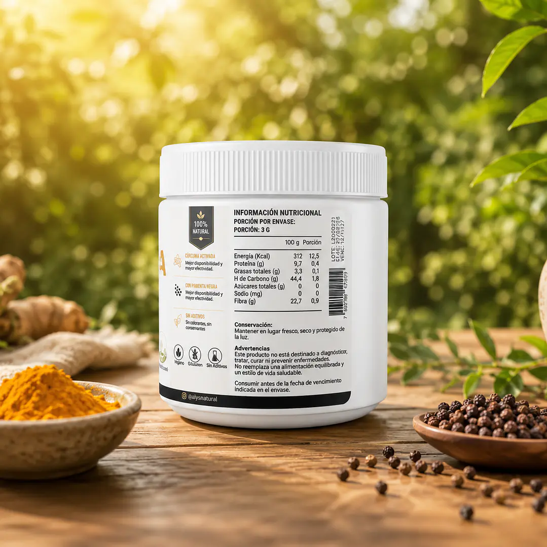 Cúrcuma Activada en Polvo 200 g | Cúrcuma con Pimienta Negra | 2