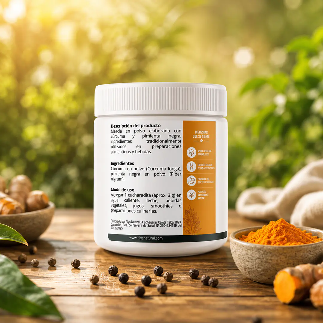 Cúrcuma Activada en Polvo 200 g | Cúrcuma con Pimienta Negra | 3