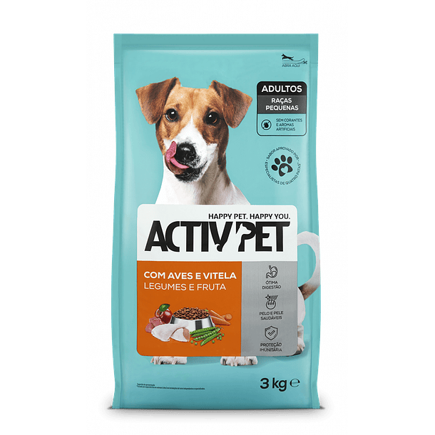 CÃO SECA ACTIVPET RAC PEQUENAS CARNE 3KG