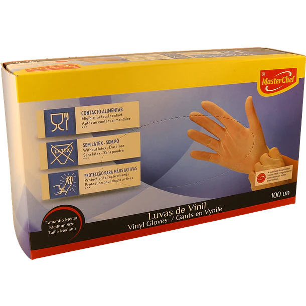LUVAS MCHEF DESC VINIL M 100UN