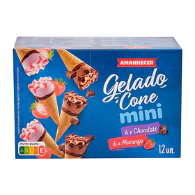 GELADO MINI CONE CHOC & MORANGO AMANH 12UN