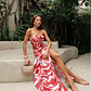 Vestido Bia Rouge Strapless Cut Out | Maxi Estampado Rojo Exclusivo - Thumbnail 1