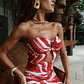 Vestido Bia Rouge Strapless Cut Out | Maxi Estampado Rojo Exclusivo - Thumbnail 3
