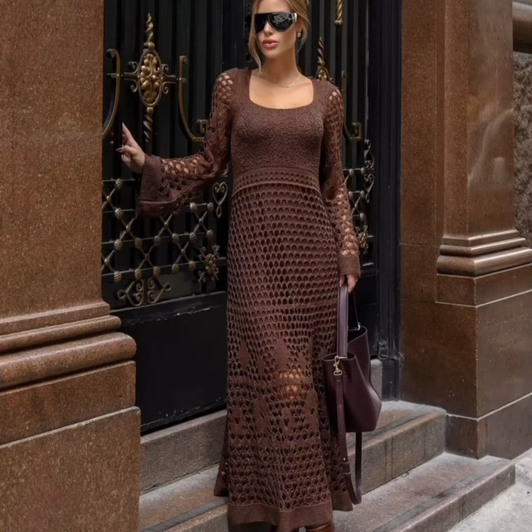 Vestido Cloe Elegancia Boho Chic en Tejido Tricot – Exclusivo Amapolaboutique 1