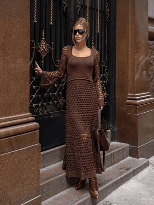 Vestido Cloe Elegancia Boho Chic en Tejido Tricot – Exclusivo Amapolaboutique