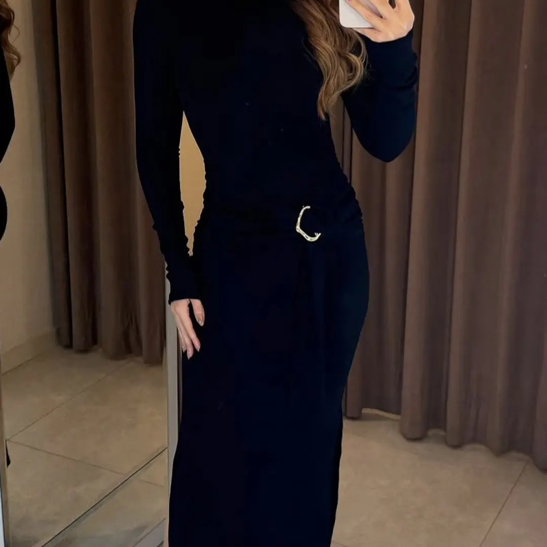 Vestido Tejido Canelado Bruna Negro 3