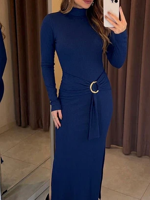 Vestido Bruna Azul Marino | Elegancia y Confort en un Solo Click
