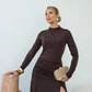 Vestido Alice Marrón - Elegancia Drapeada en Fluit 🇧🇷 - Thumbnail 5