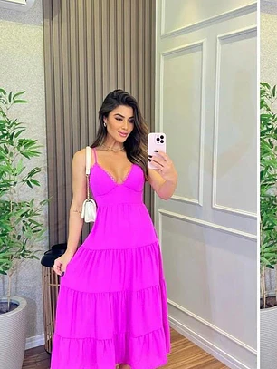 Vestido Midi con Volados 💖