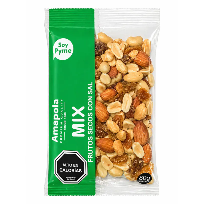 MIX FRUTOS SECOS CON SAL 80 GRAMOS  1