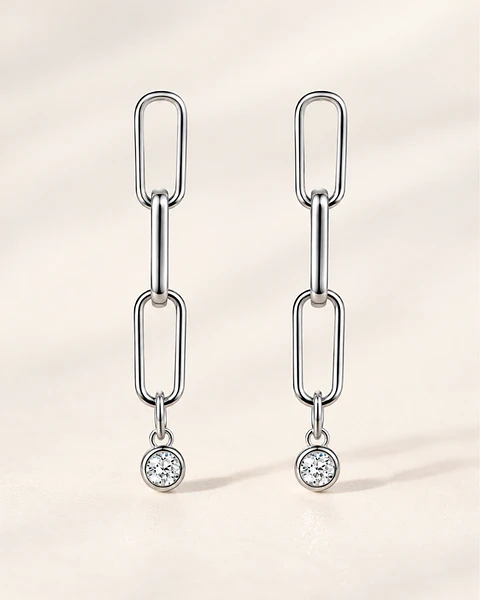Aretes Eslabón con Moissanita