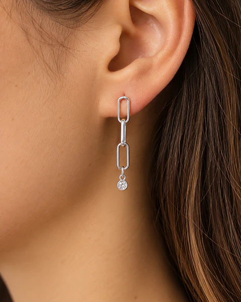Aretes Eslabón con Moissanita