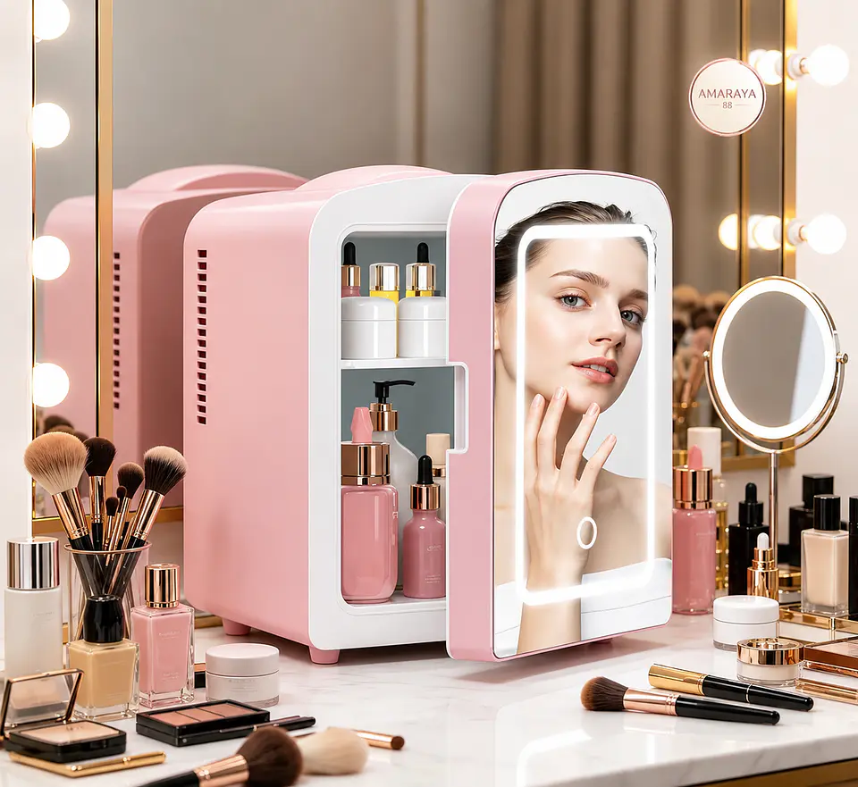 Mini Nevera para Skincare y Cosméticos con Espejo LED 1