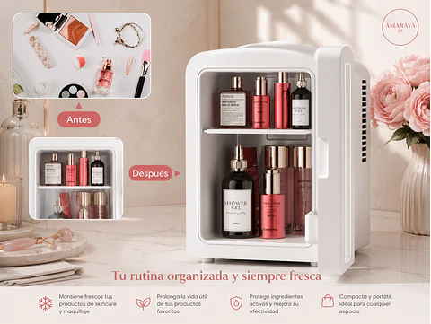 Mini Nevera para Skincare y Cosméticos con Espejo LED