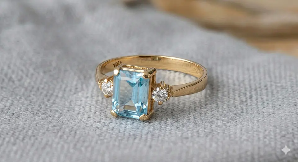 Anillo solitario Baguet 1