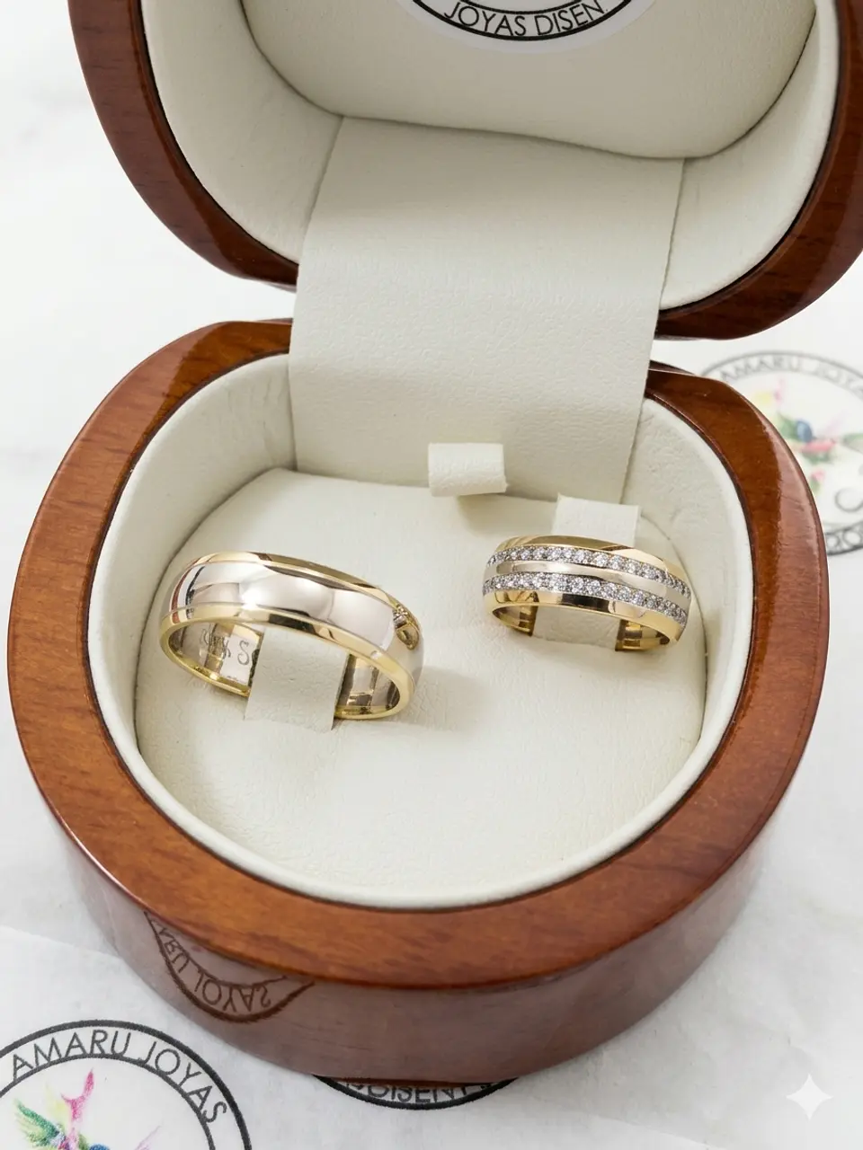 Argollas bombe oro blanco y oro miel 18k 1