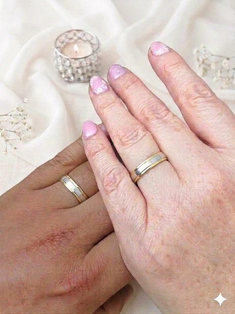 Argollas francesas oro blanco y oro miel 18k