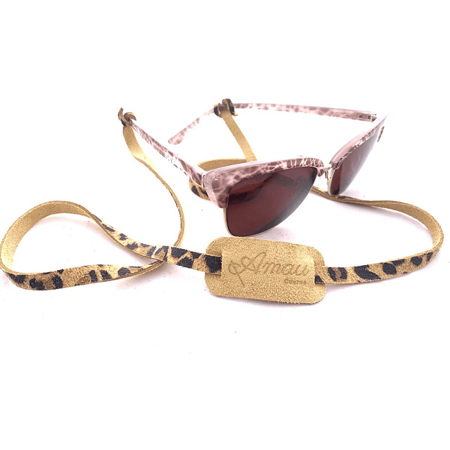 Strap de cuero para lentes color Leopardo Trigo