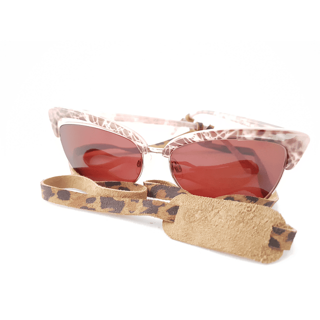 Strap de cuero para lentes color Leopardo Taupe