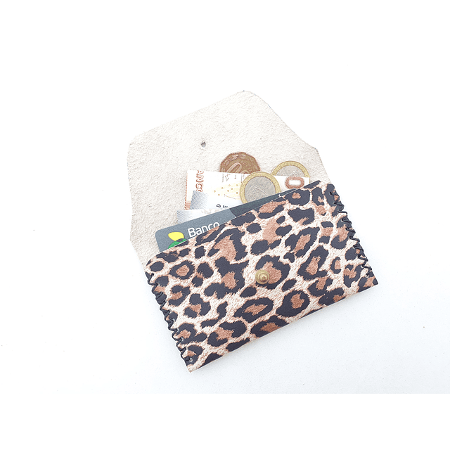50% DE DESCUENTO Monedero de cuero color Leopardo blanco
