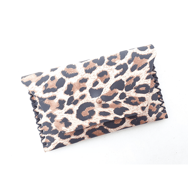 Monedero de cuero color Leopardo blanco