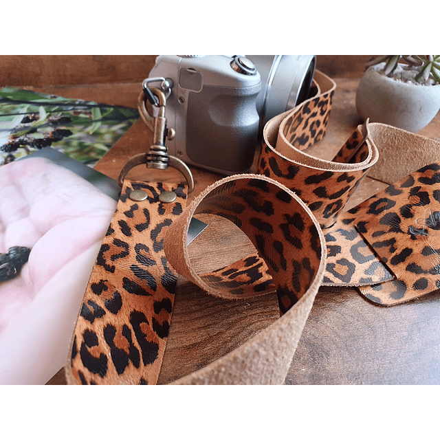 Strap de cuero para cámara fotográfica color  Leopardo