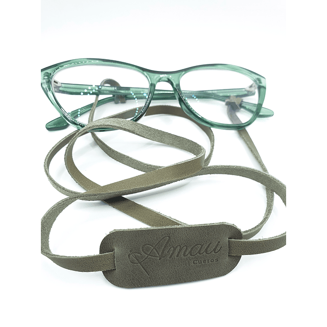 Strap para lentes cuero color Verde Musgo