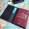 Funda pasaporte de cuero color Negro