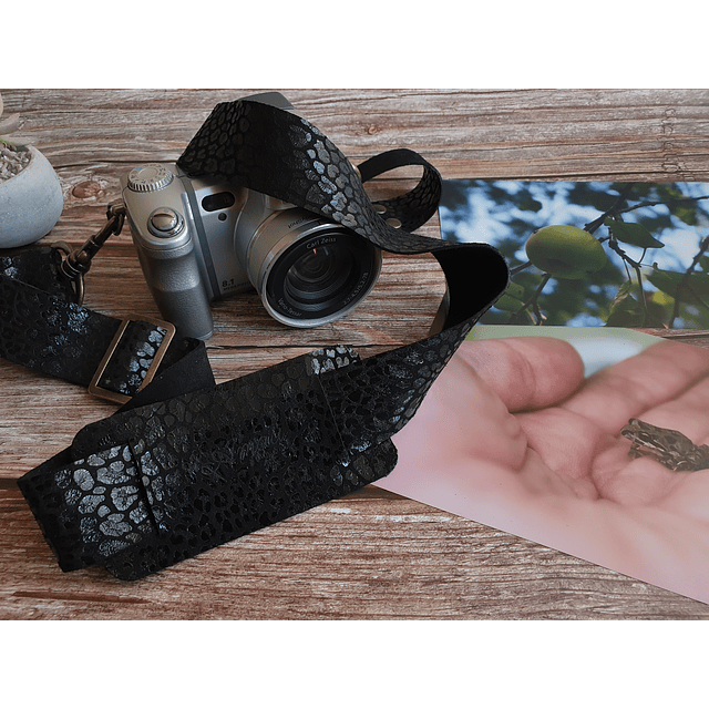 Correa de cuero para cámara fotográfica color Leopardo Negro