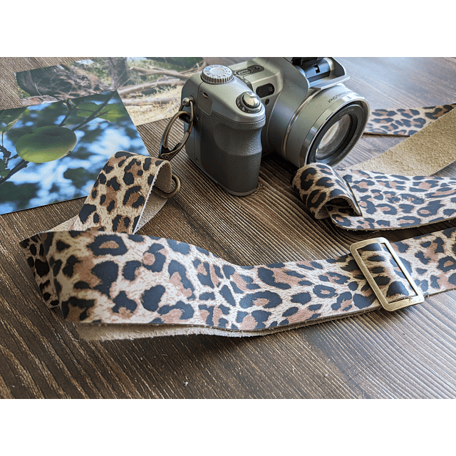 Strap para cámara fotográfica color Leopardo blanco