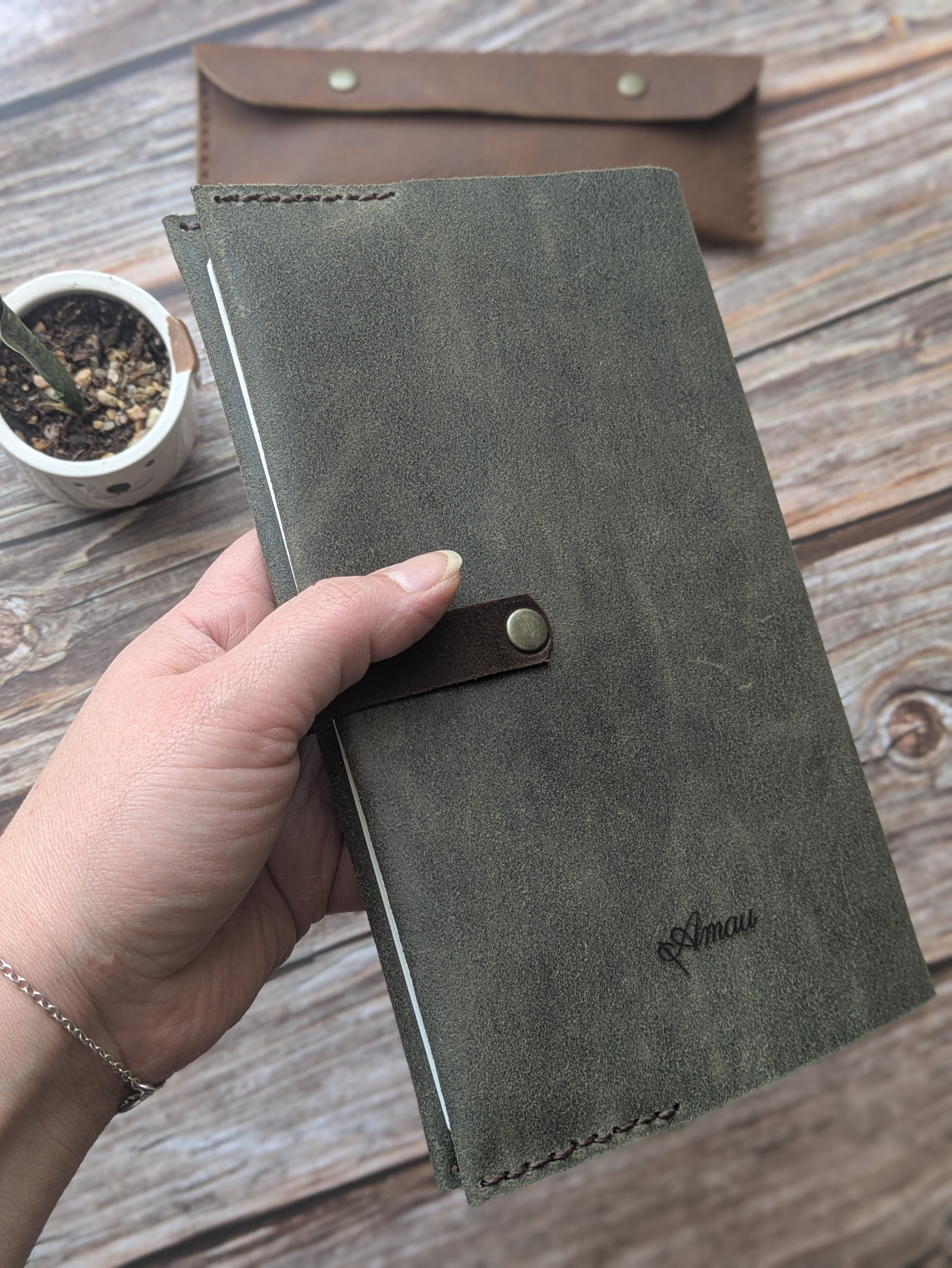 Bitácora recargable cierre hebilla color Musgo 5