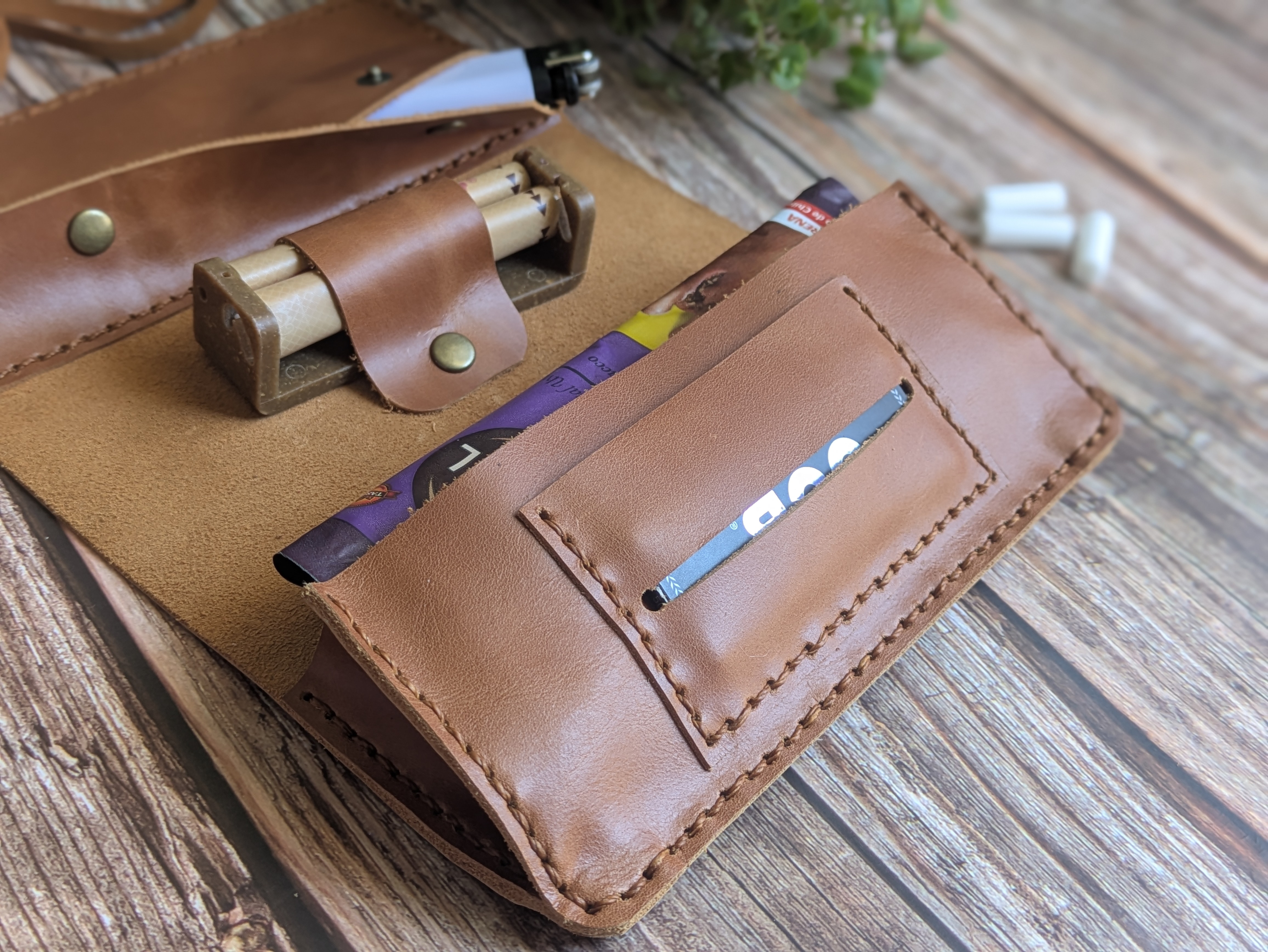 Tabaquera de cuero color Caramelo 4