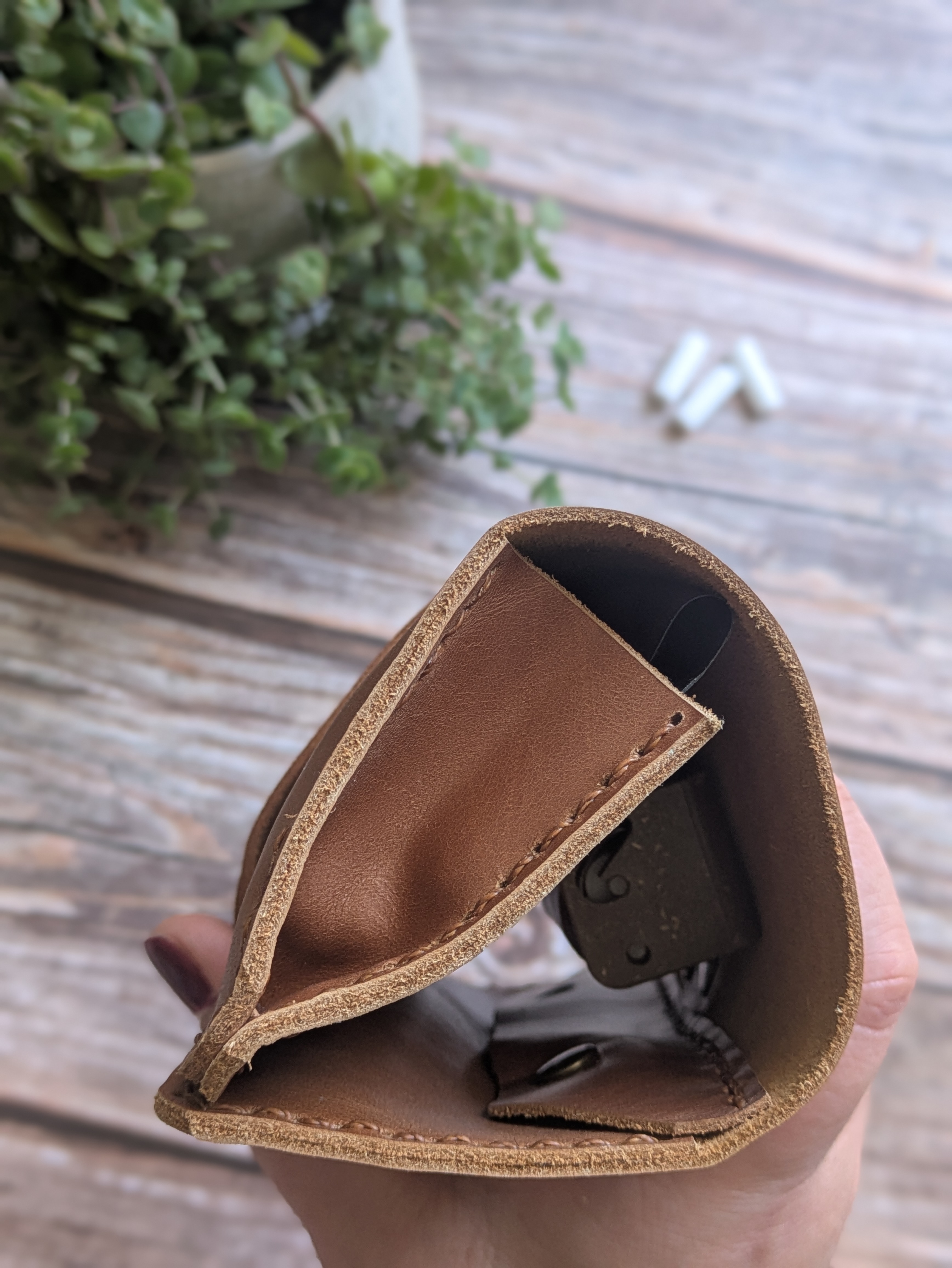 Tabaquera de cuero color Caramelo 9