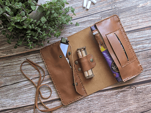 Tabaquera de cuero color Caramelo