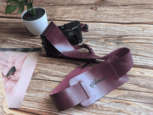 Correa para cámara fotográfica ETC cuero color Uva