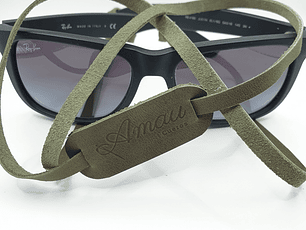Correa de cuero para lentes ópticos o de sol color Oliva
