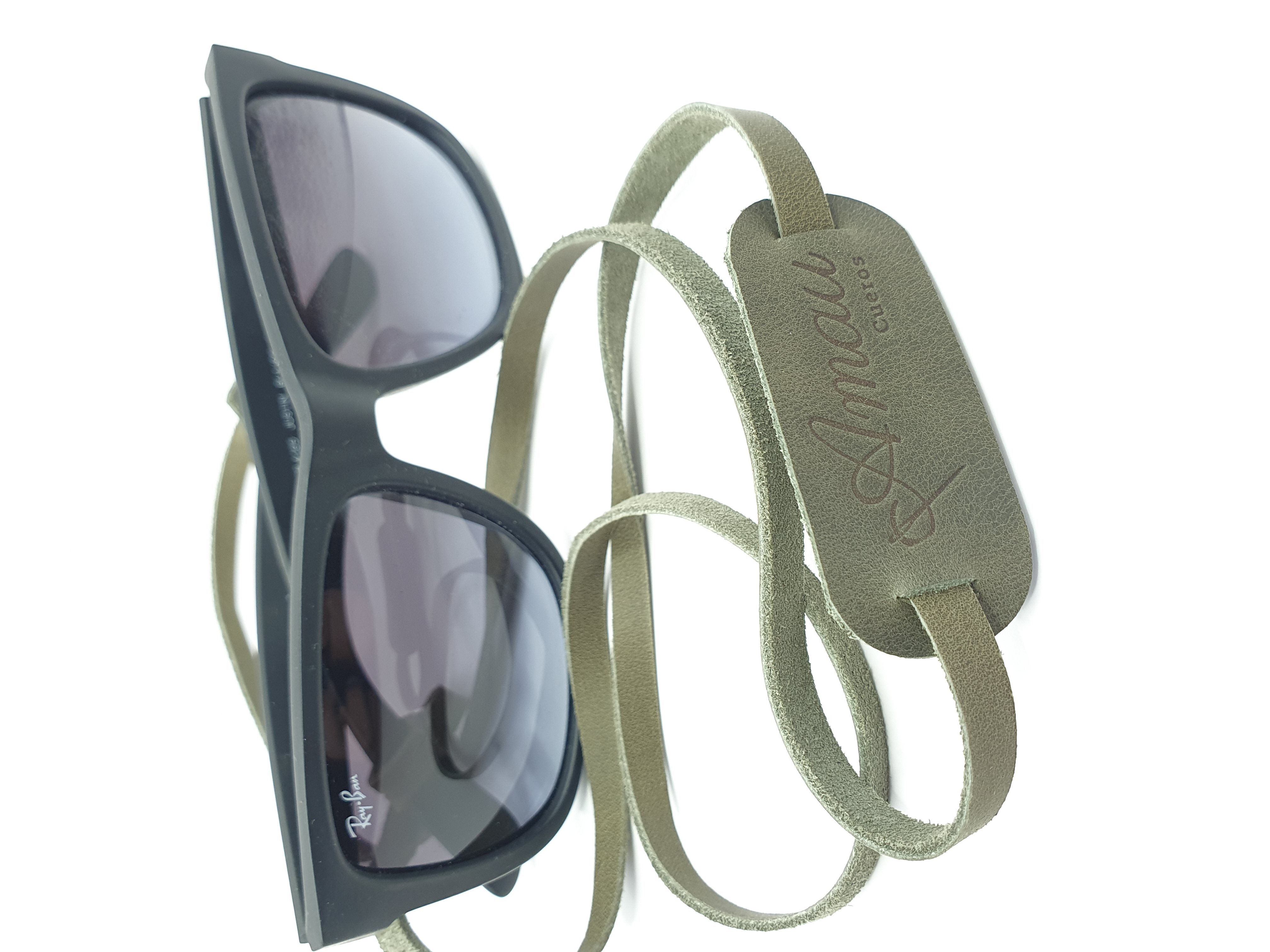 Correa de cuero para lentes ópticos o de sol color Oliva 2