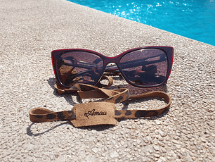 Strap de cuero para lentes color Leopardo Taupe