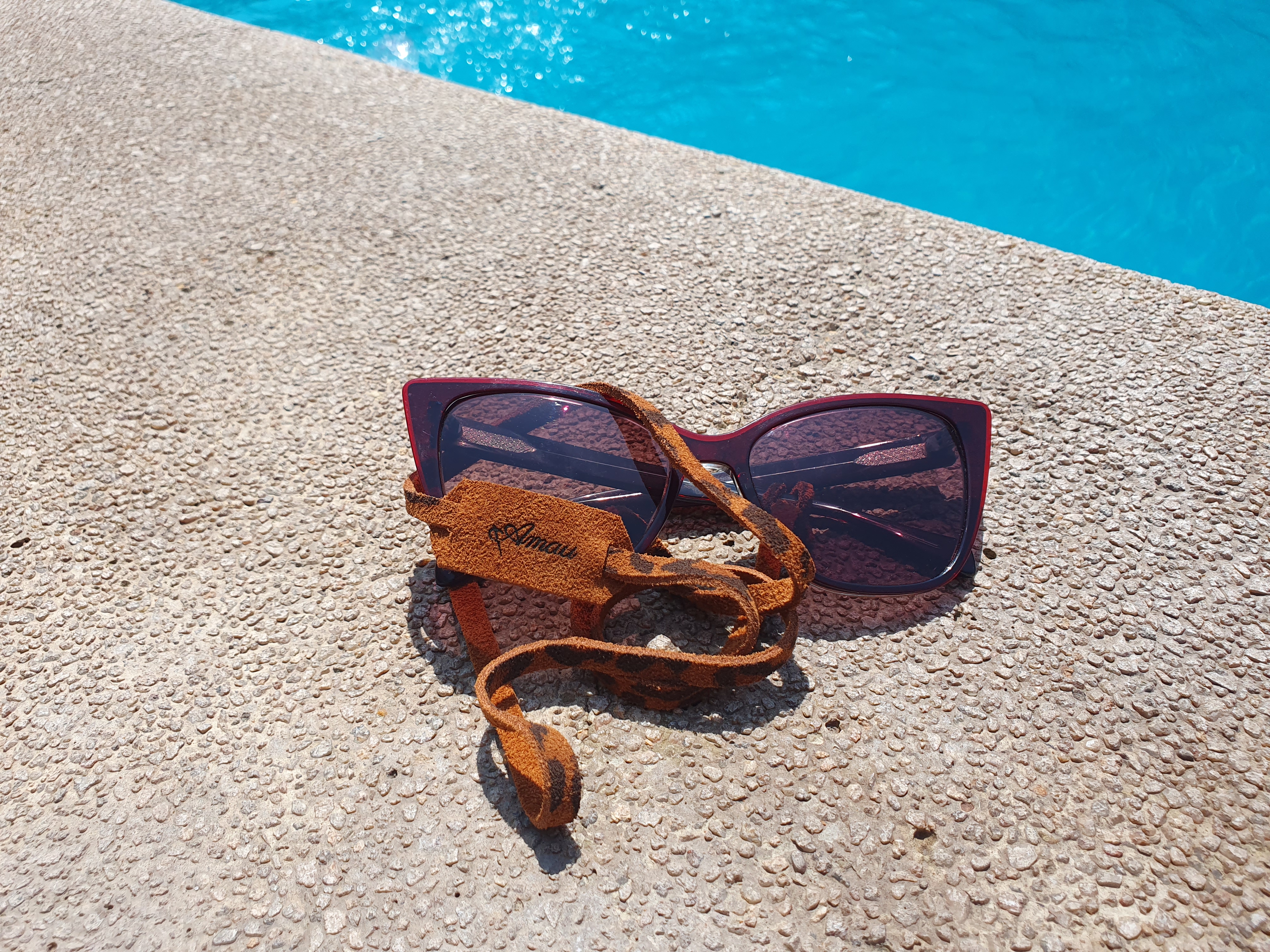 Correa de cuero para lentes ópticos o de sol  color Leopardo Tabaco 3