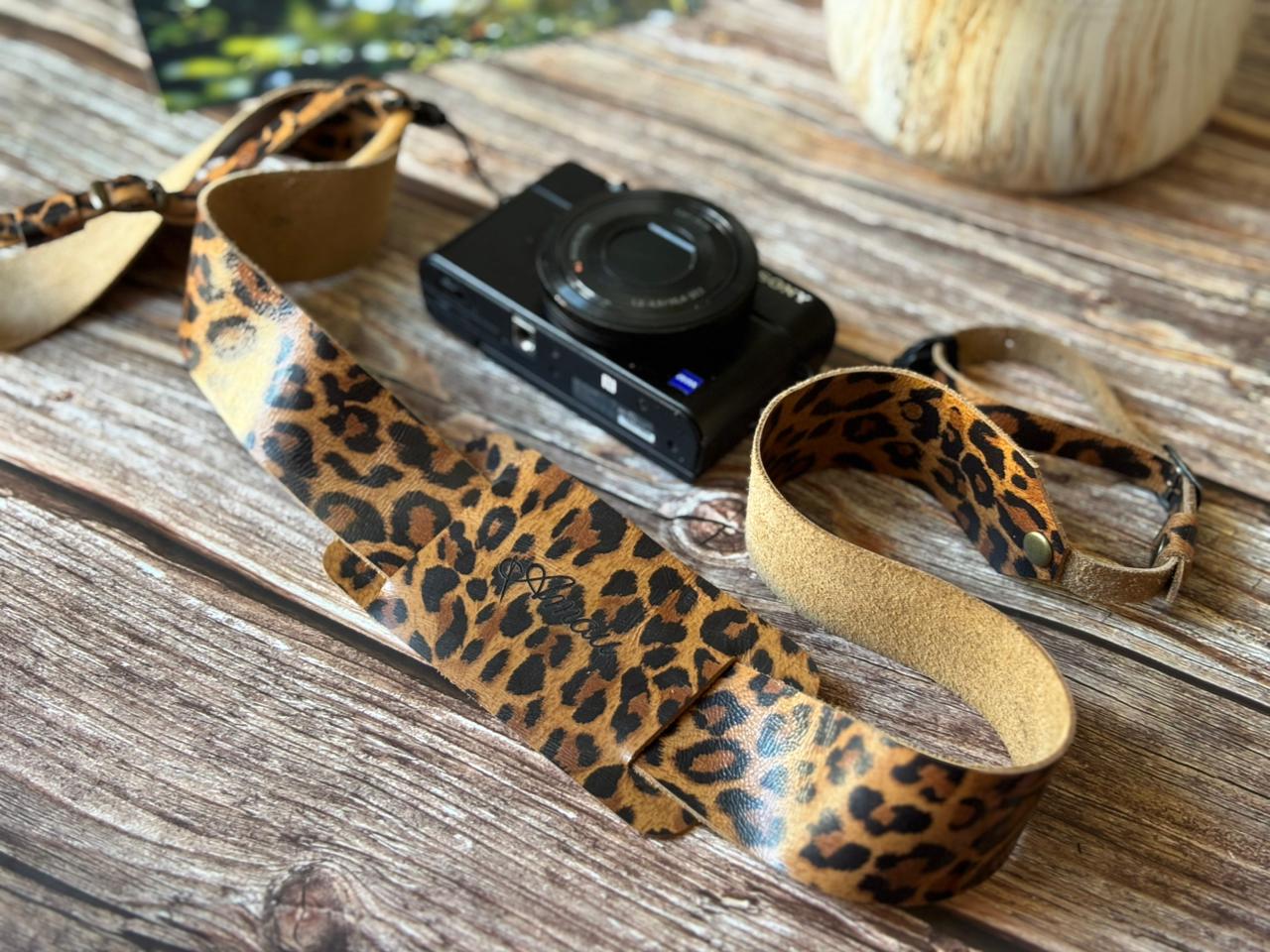 Correa de cuero para cámara fotográfica ETC Leopardo 4