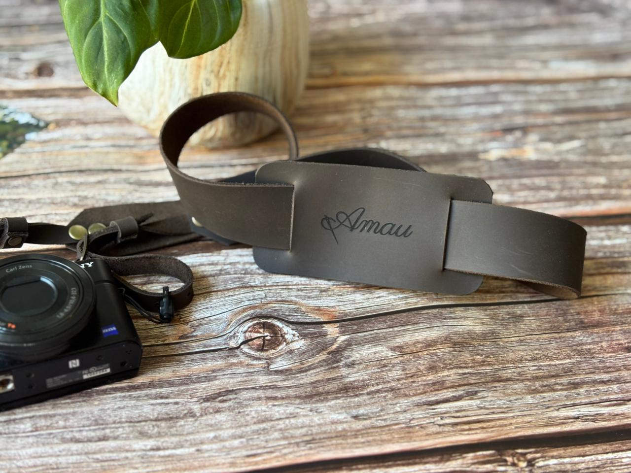 Correa de cuero para cámara fotográfica ETC color Café Moro 2