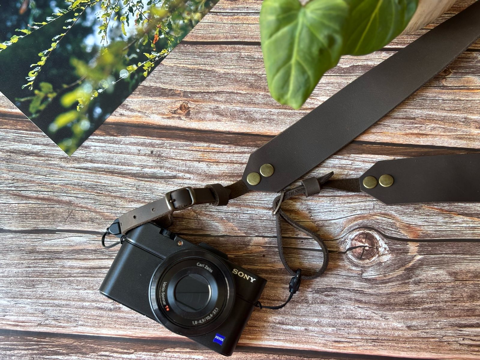 Correa de cuero para cámara fotográfica ETC color Café Moro 5