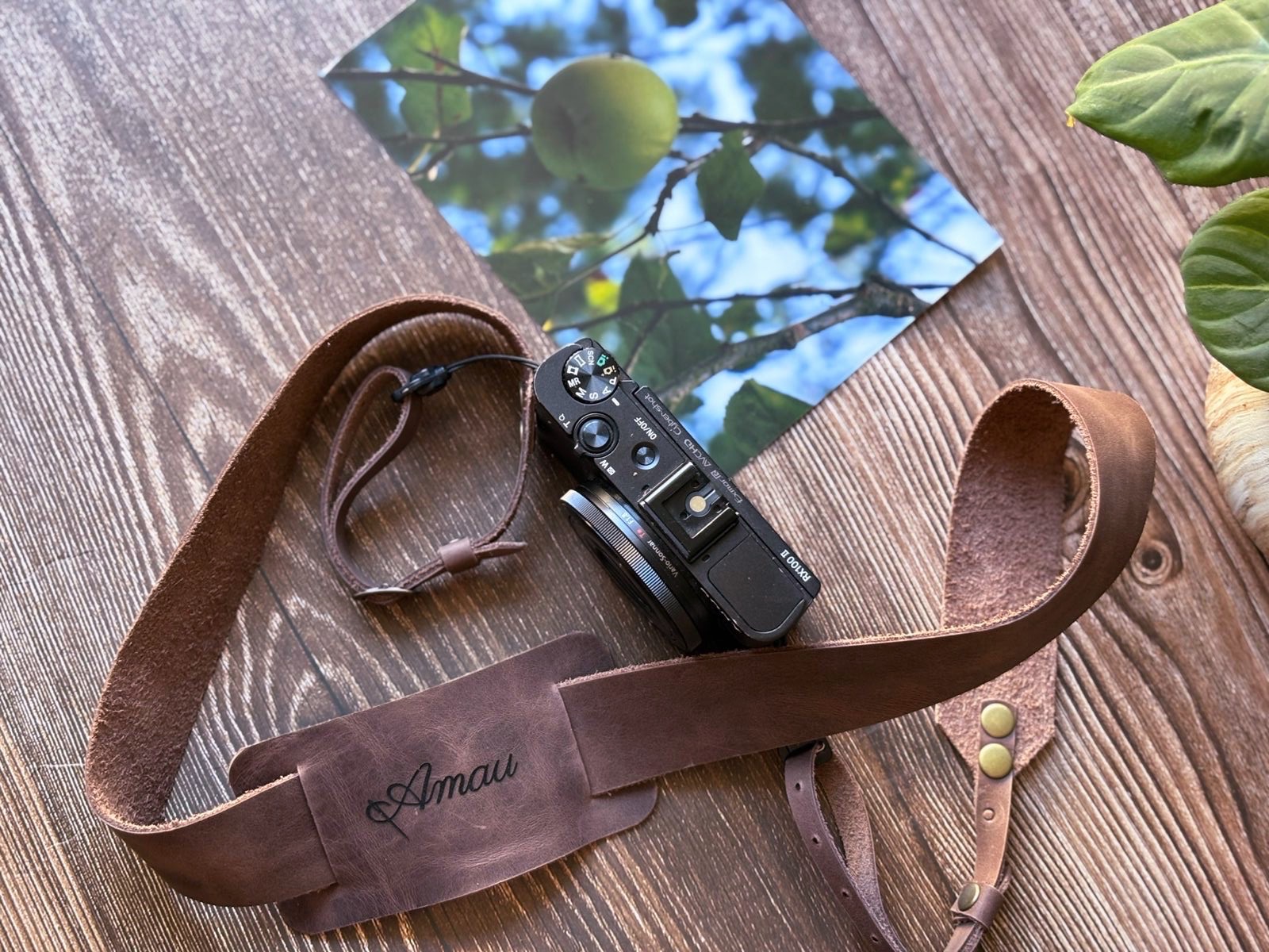 Correa de cuero para cámara fotográfica ETC color Chocolate 4