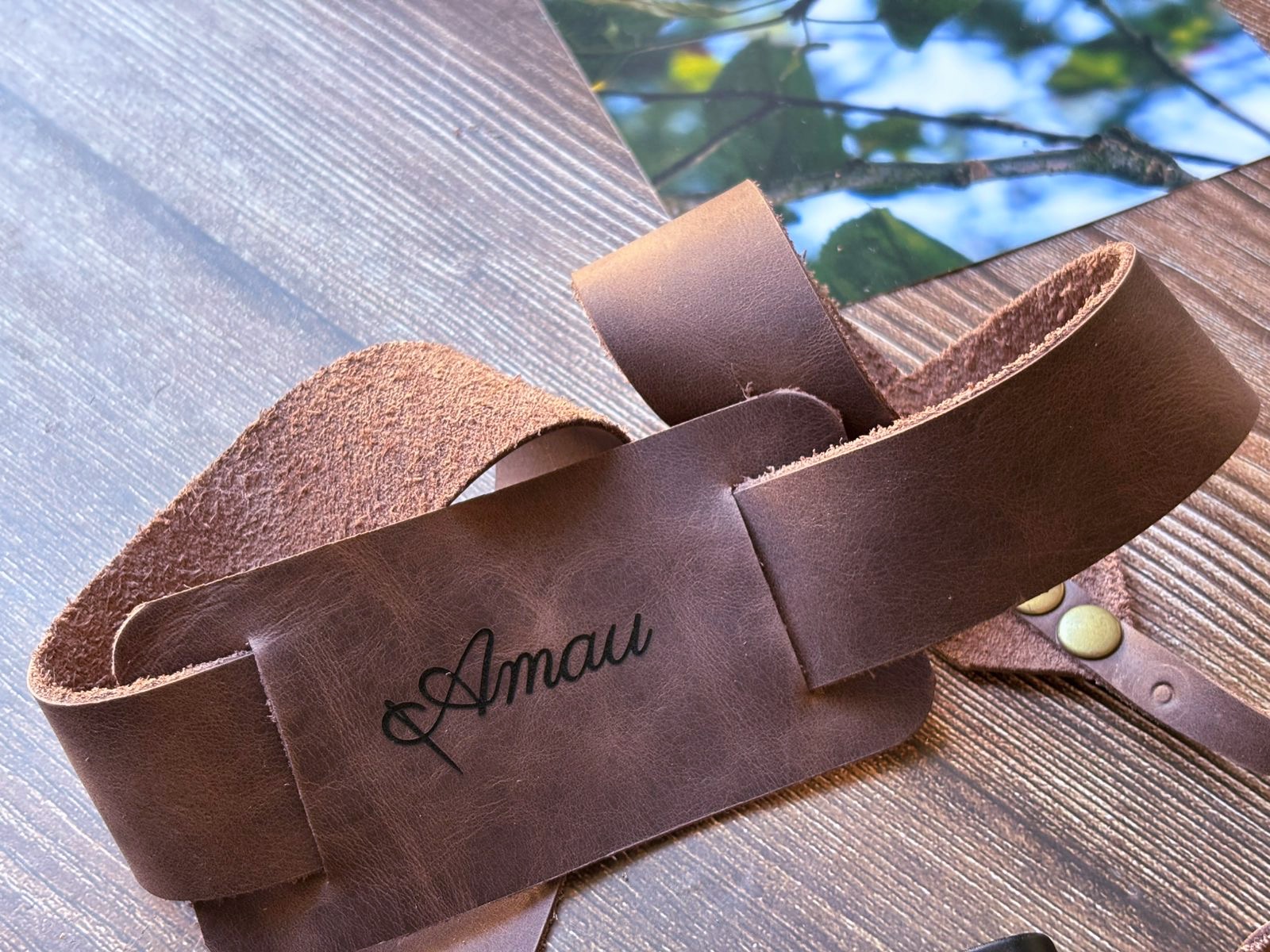 Correa de cuero para cámara fotográfica ETC color Chocolate 7