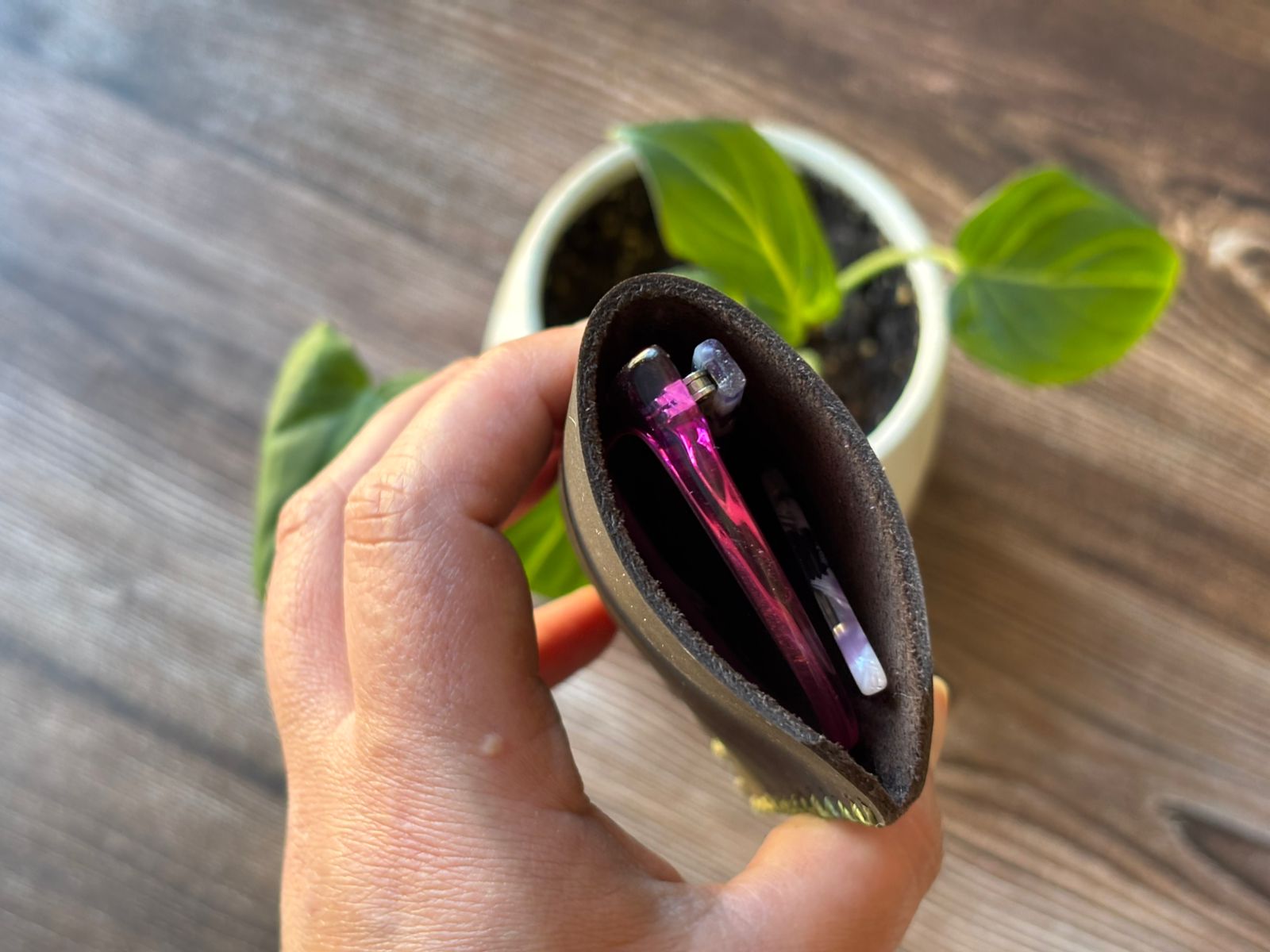 Funda de cuero para lentes ópticos color Café Moro 2