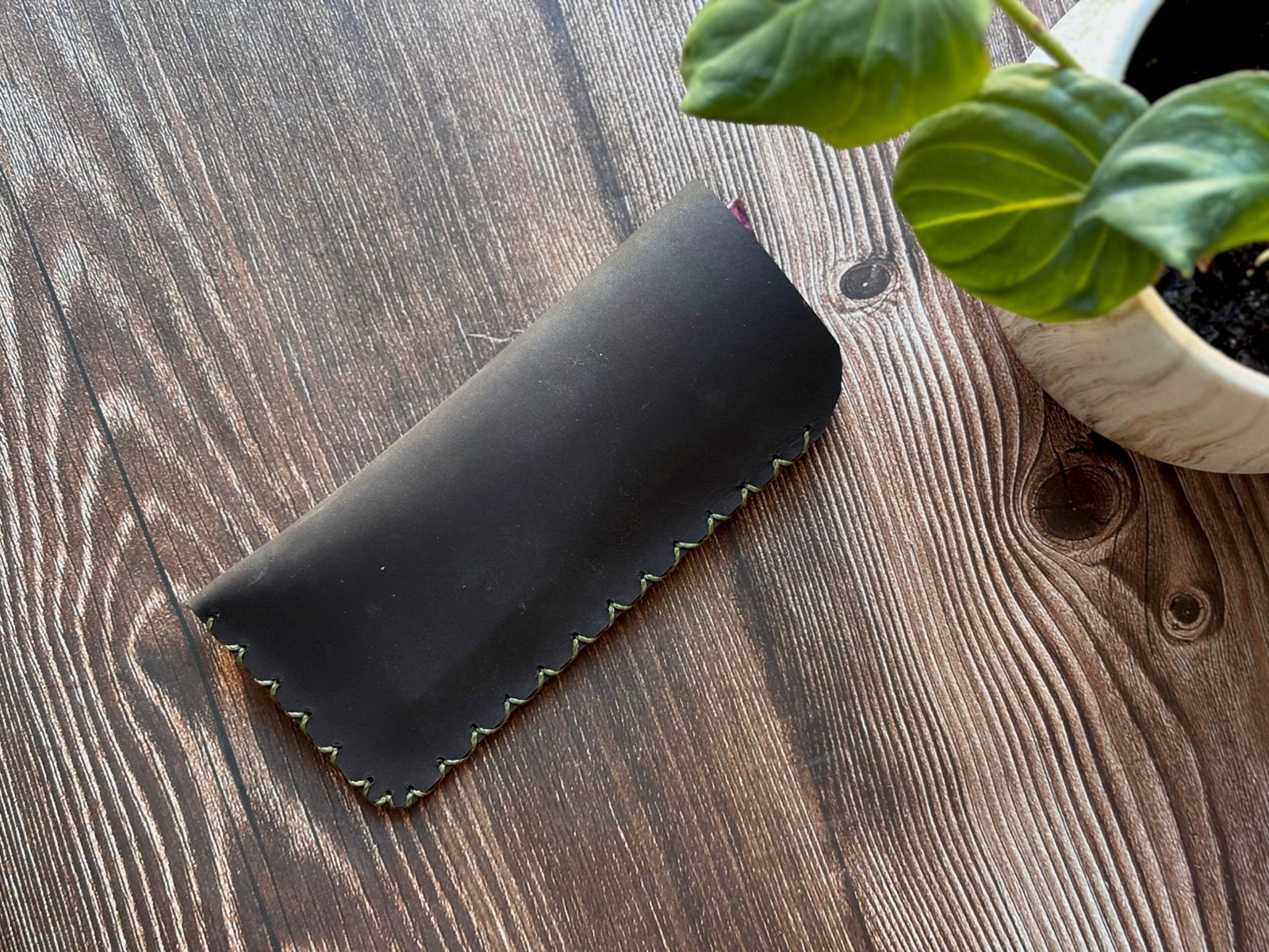 Funda de cuero para lentes ópticos color Café Moro 1