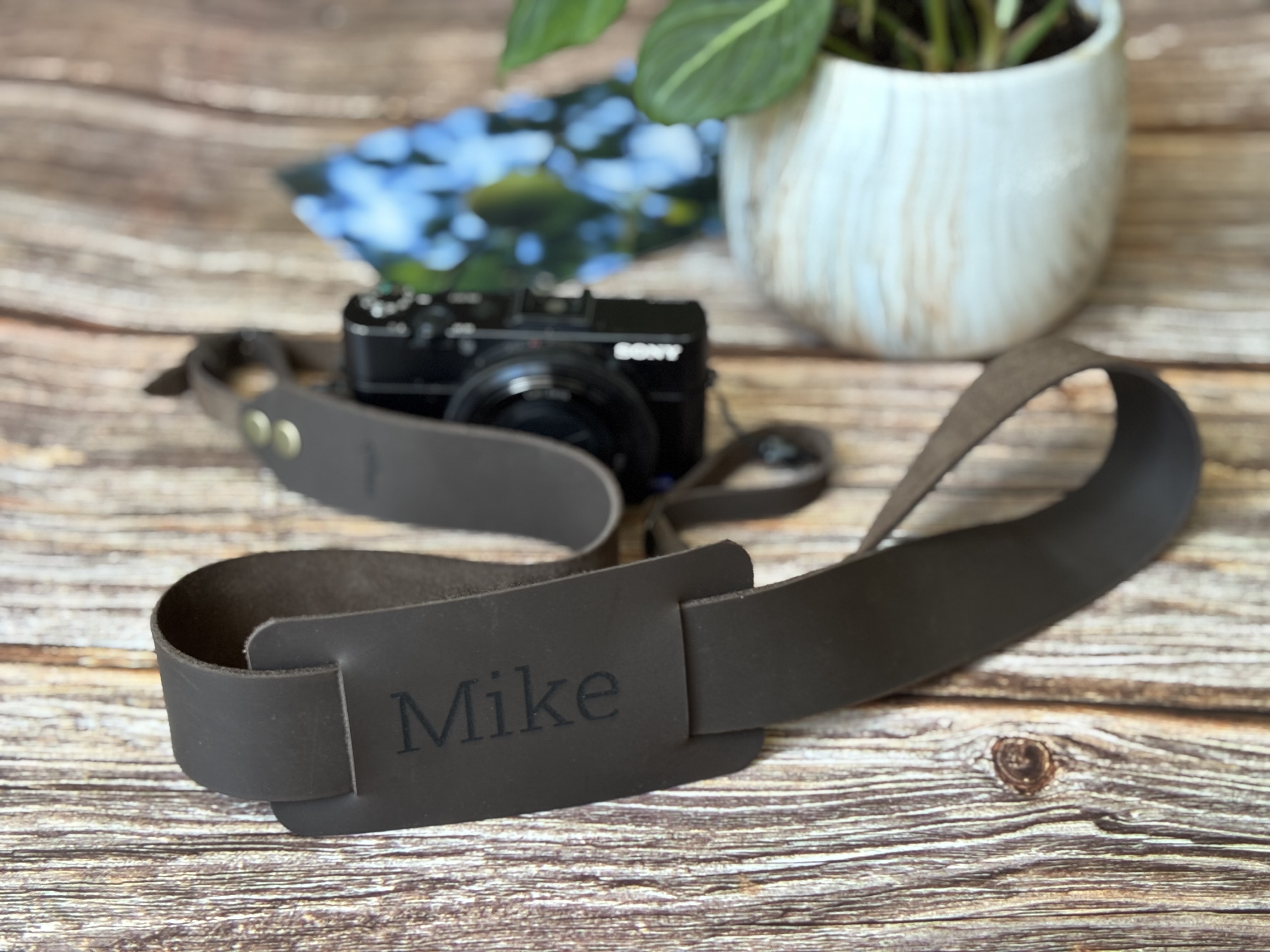 Correa de cuero para cámara fotográfica ETC color Café Moro 8